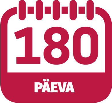 Natural Pharmaceuticals Fleximed® Active Kalendriikoon number „180” ja kirjaga „PÄEVA”.