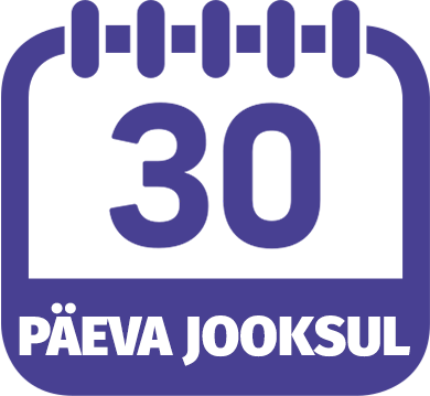 Natural Pharmaceuticals Fleximed® Active Kalendri ikoon numbriga „30” ja kirjaga „PÄEVA JOOKSUL”.